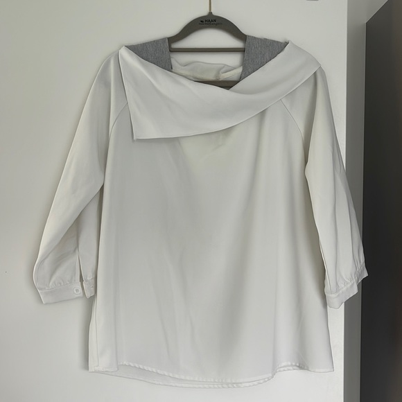 Women white chiffon blouse 3/4 sleeves - Picture 1 of 4